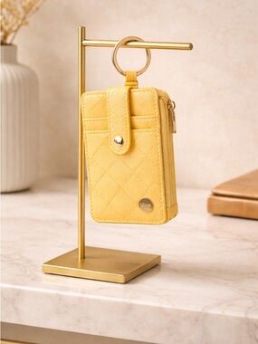 NWT The Darling Effect Woven Keychain Wallet Card Holder - Yellow Gold